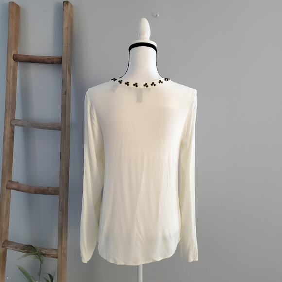 Scotch & Soda Anthropologie Vagabond Voyage Studded Long Sleeve Ivory Top 8 - Picture 2 of 10